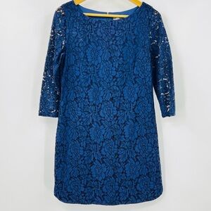 Vince Camuto Navy Blue 3/4 Sleeve Classic Lace Sheath Dress Women’s Size 6